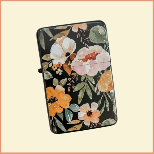 Dark Florals Windproof Flip Top Lighter