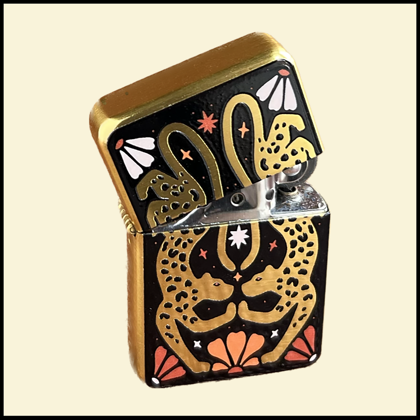 Twin Leopards Windproof Flip Top Lighter