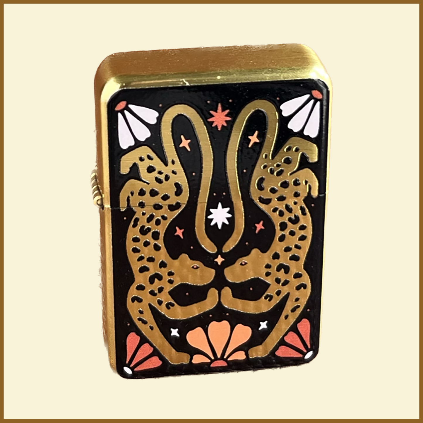 Twin Leopards Windproof Flip Top Lighter