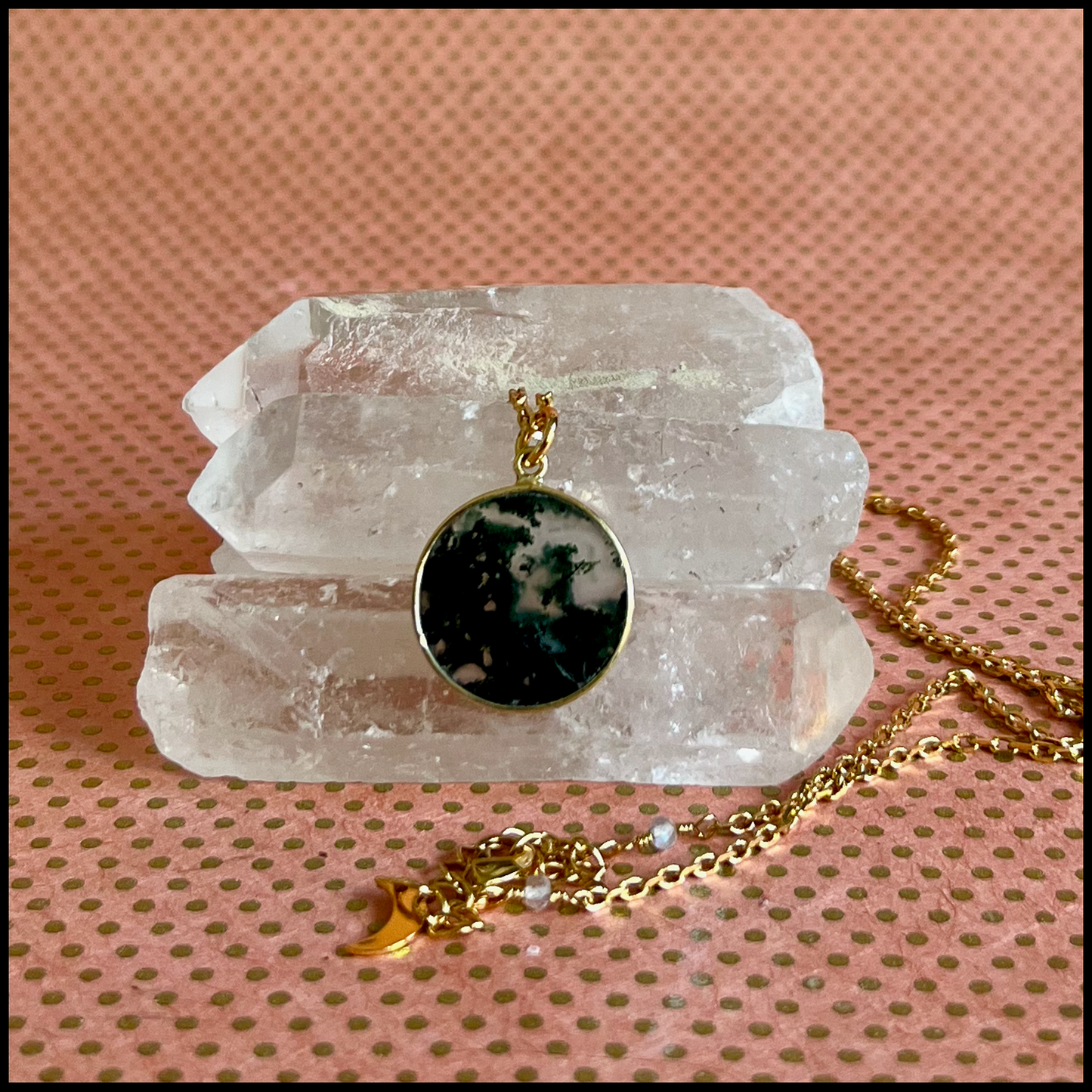 Mini Moss Agate Medallion Necklace