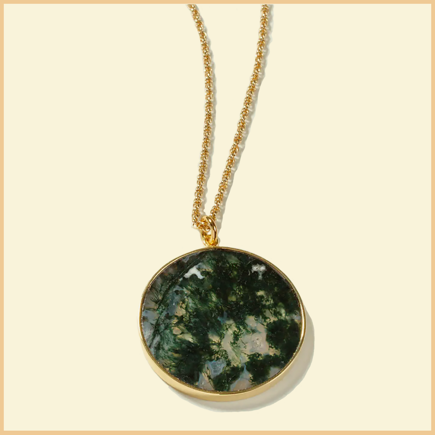 Moss Agate Moon Medallion Necklace