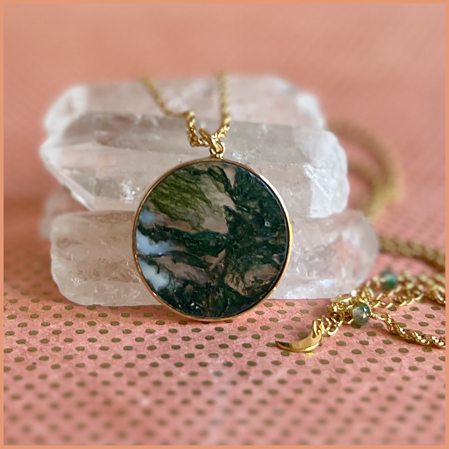 Moss agate best sale pendant