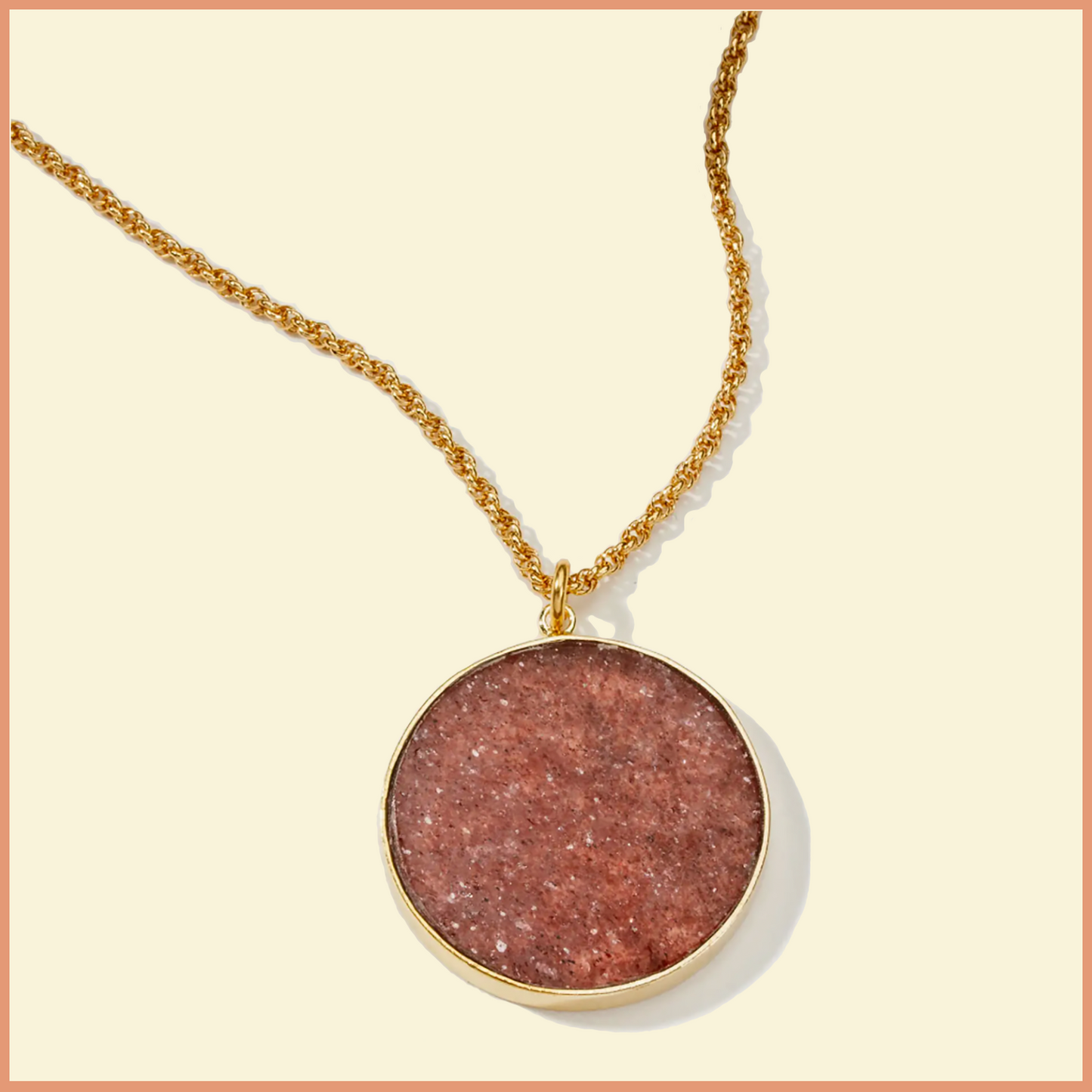 Strawberry Quartz Moon Medallion