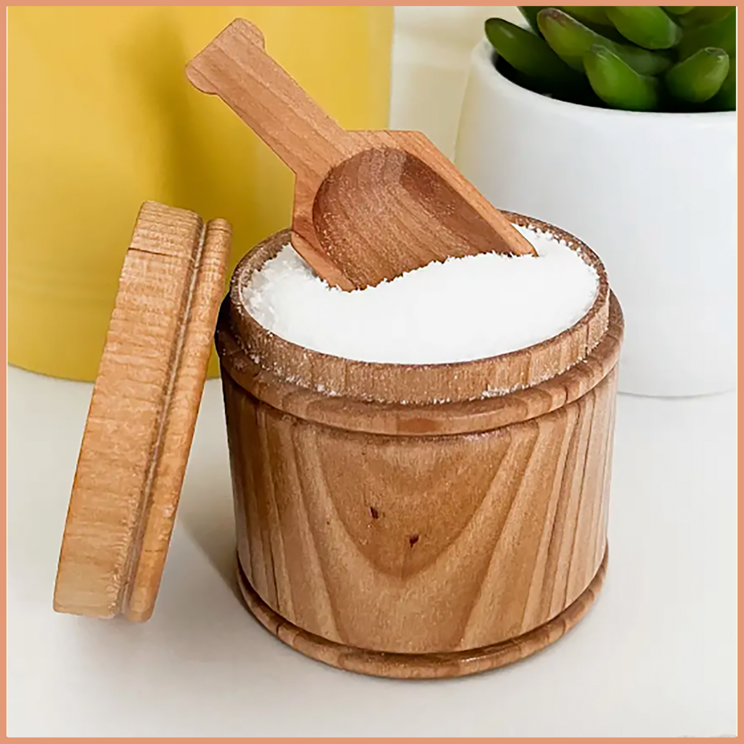 Wooden Spice Container with Wooden Spoon