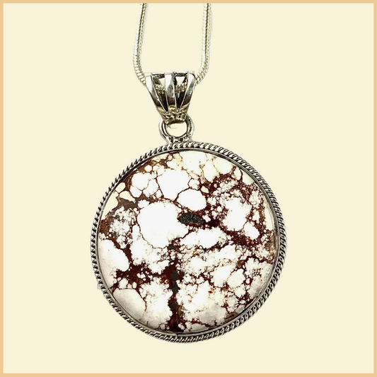 Wild Horse Jasper Sterling Silver Round Pendant